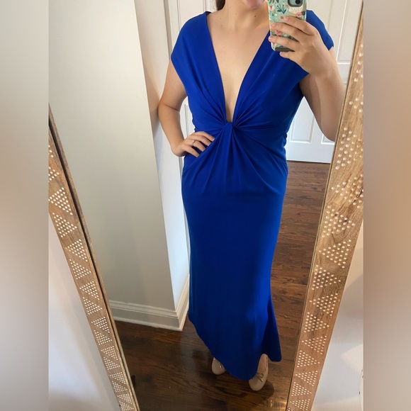 Jill Stuart Dresses & Skirts - Jill Stuart Deep V Plunge Formal Blue Evening Cocktail Dress Open Back Sexy 6